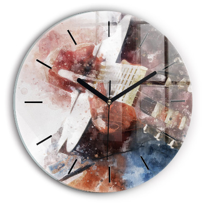 Egyedi üvegóra kerek 30 cm Gitár vizualizáció