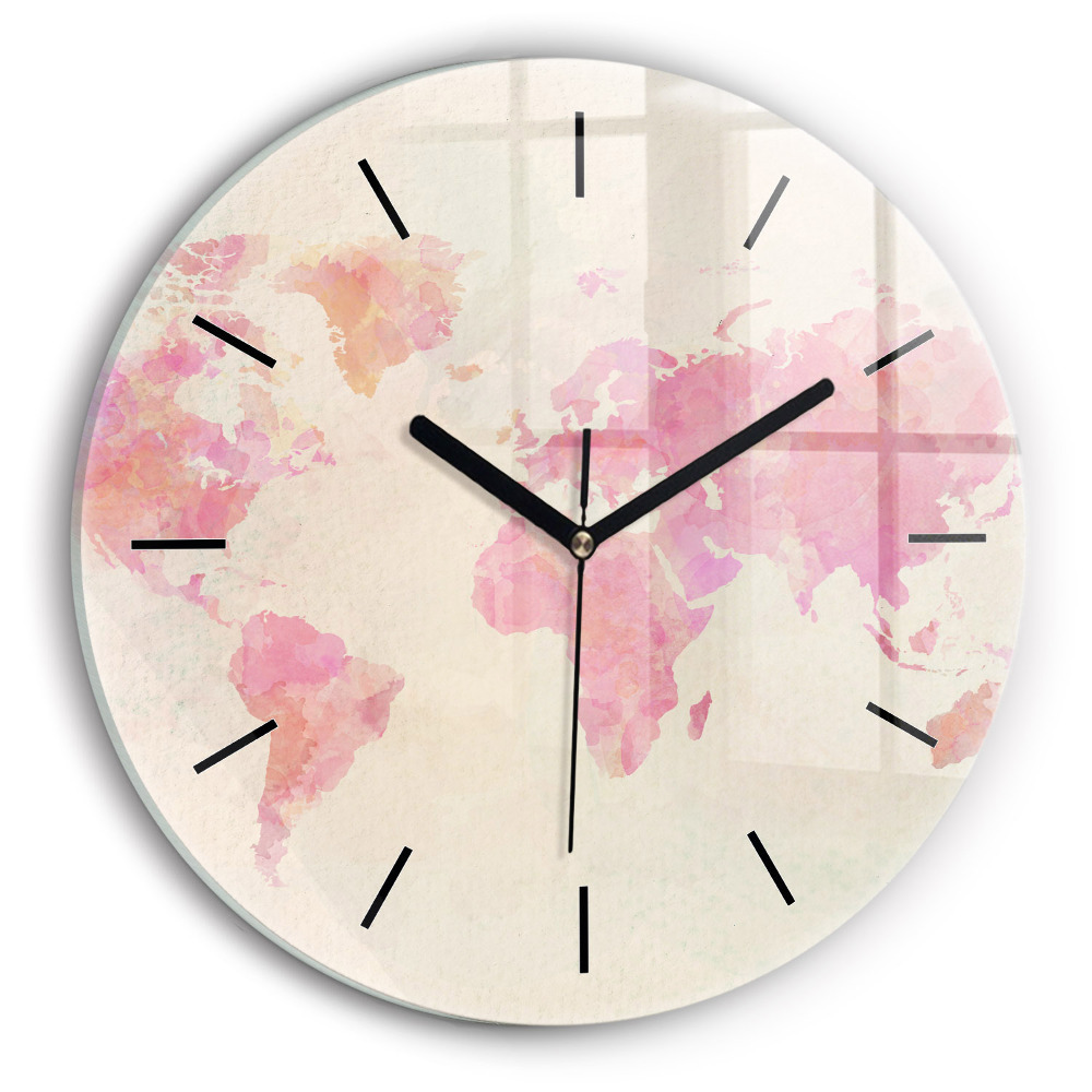 Egyedi üvegóra kerek 30 cm Akvarell világtérkép