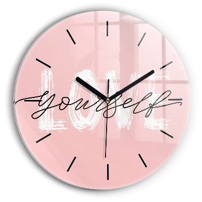 Egyedi üvegóra kerek 30 cm Szeresd magad felirat