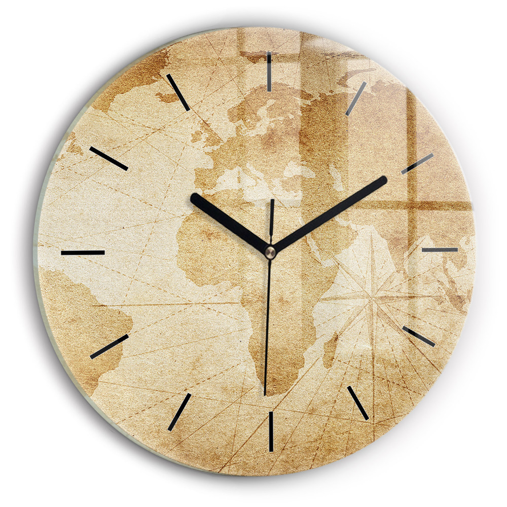 Fali üvegóra kerek 30 cm Vintage világtérkép