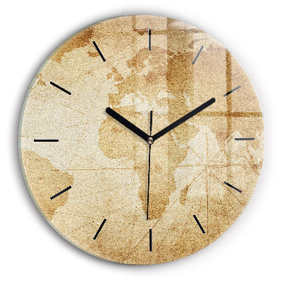 Fali üvegóra kerek 30 cm Vintage világtérkép