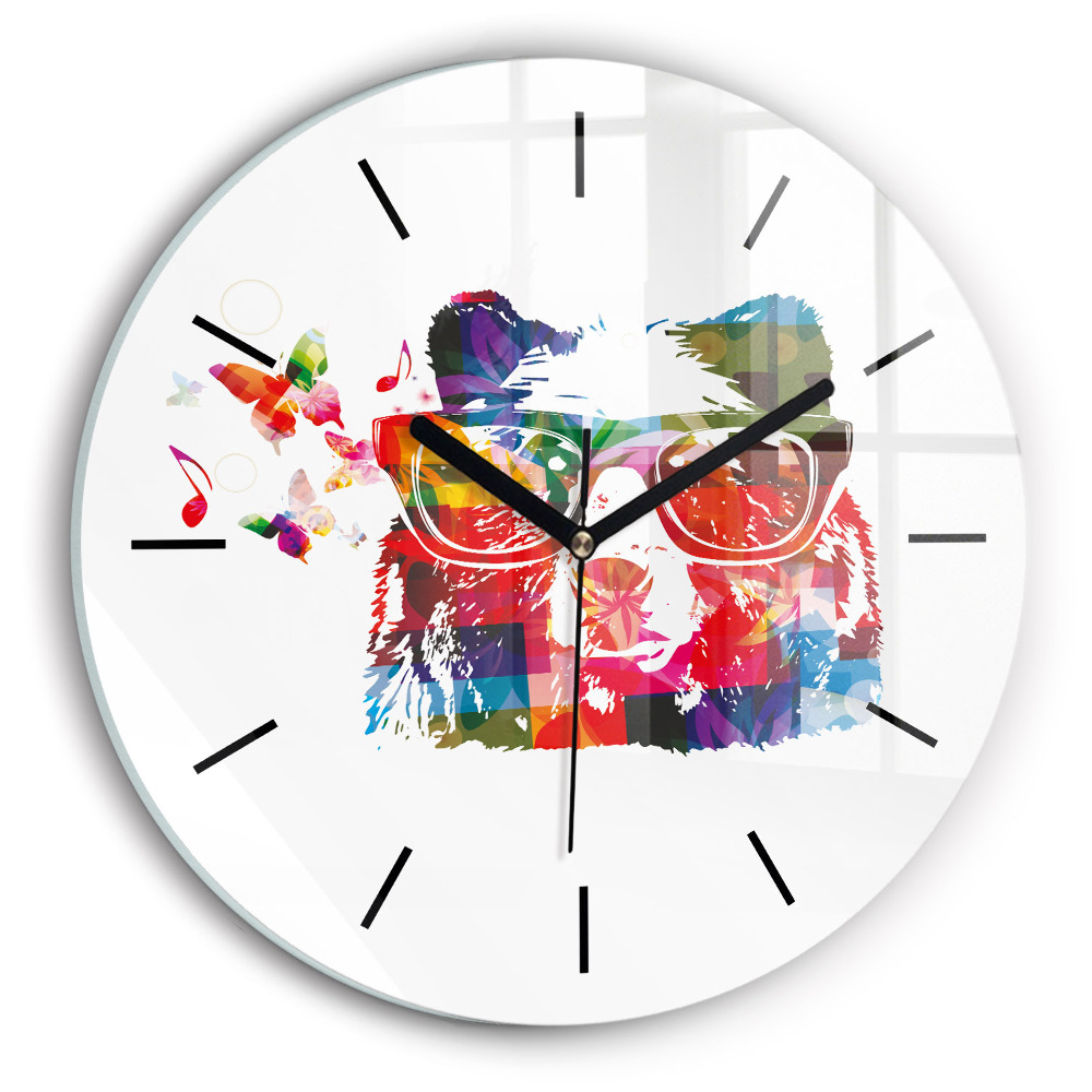 Egyedi üvegóra kerek 30 cm Medvefej