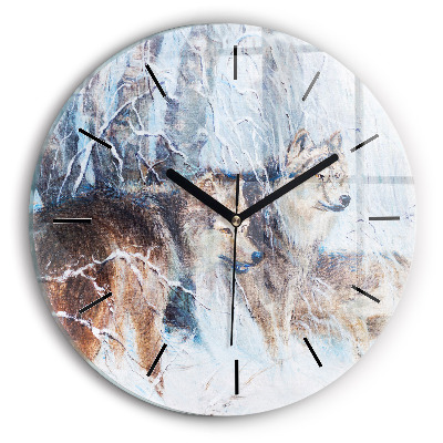 Kerek falióra 30 cm Farkasok az erdőben