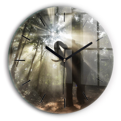 Kerek fali üvegóra 30 cm Elefánt a dzsungelben