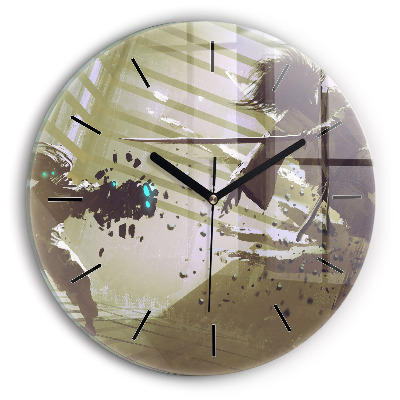 Kerek fali üvegóra 30 cm Harc robot és szamuráj között