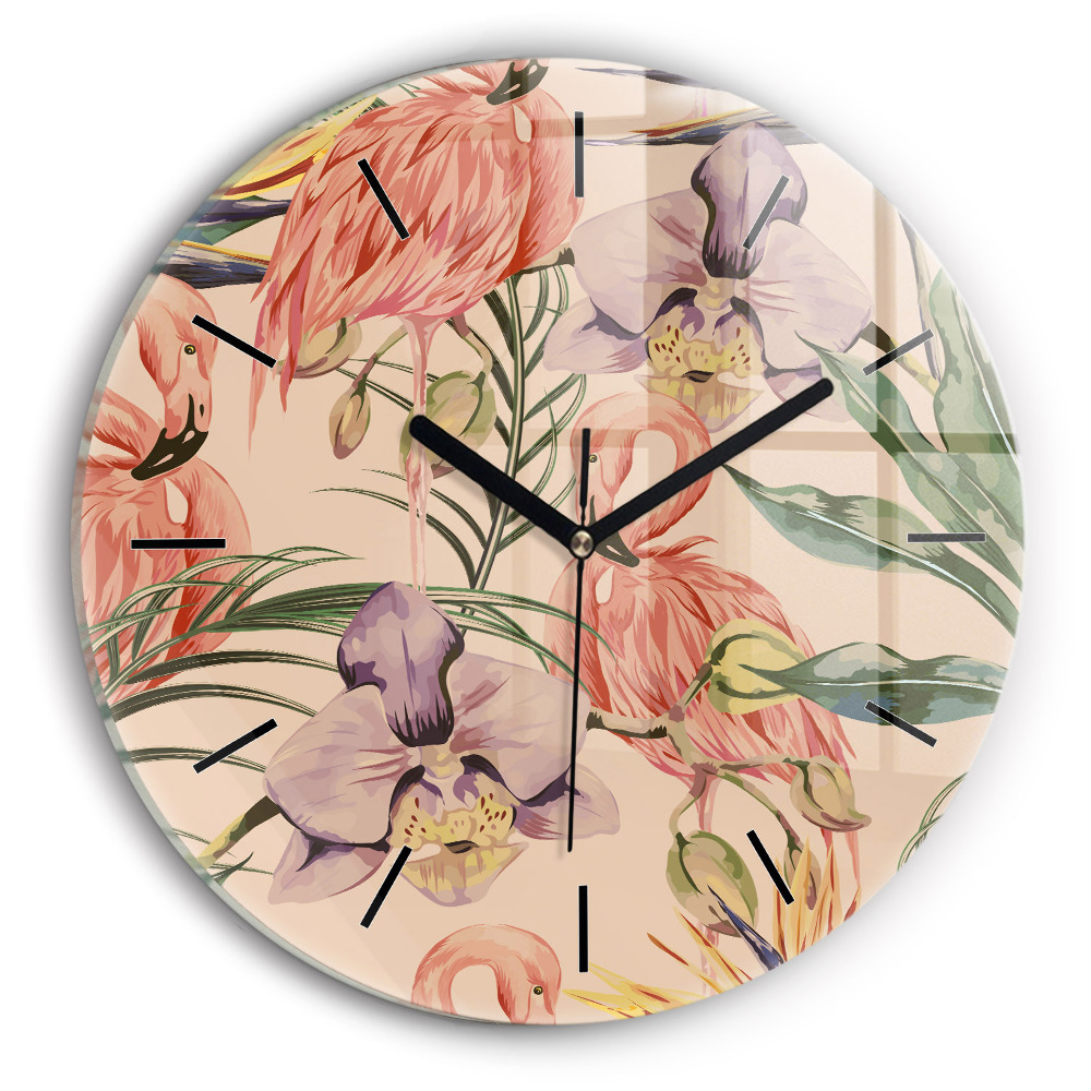 Kerek fali üvegóra 30 cm Trópusi pálmalevelek