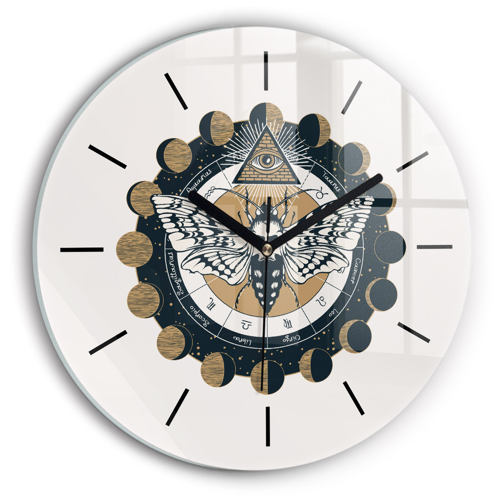 Kerek üvegóra 30 cm A hold és a szem fázisai