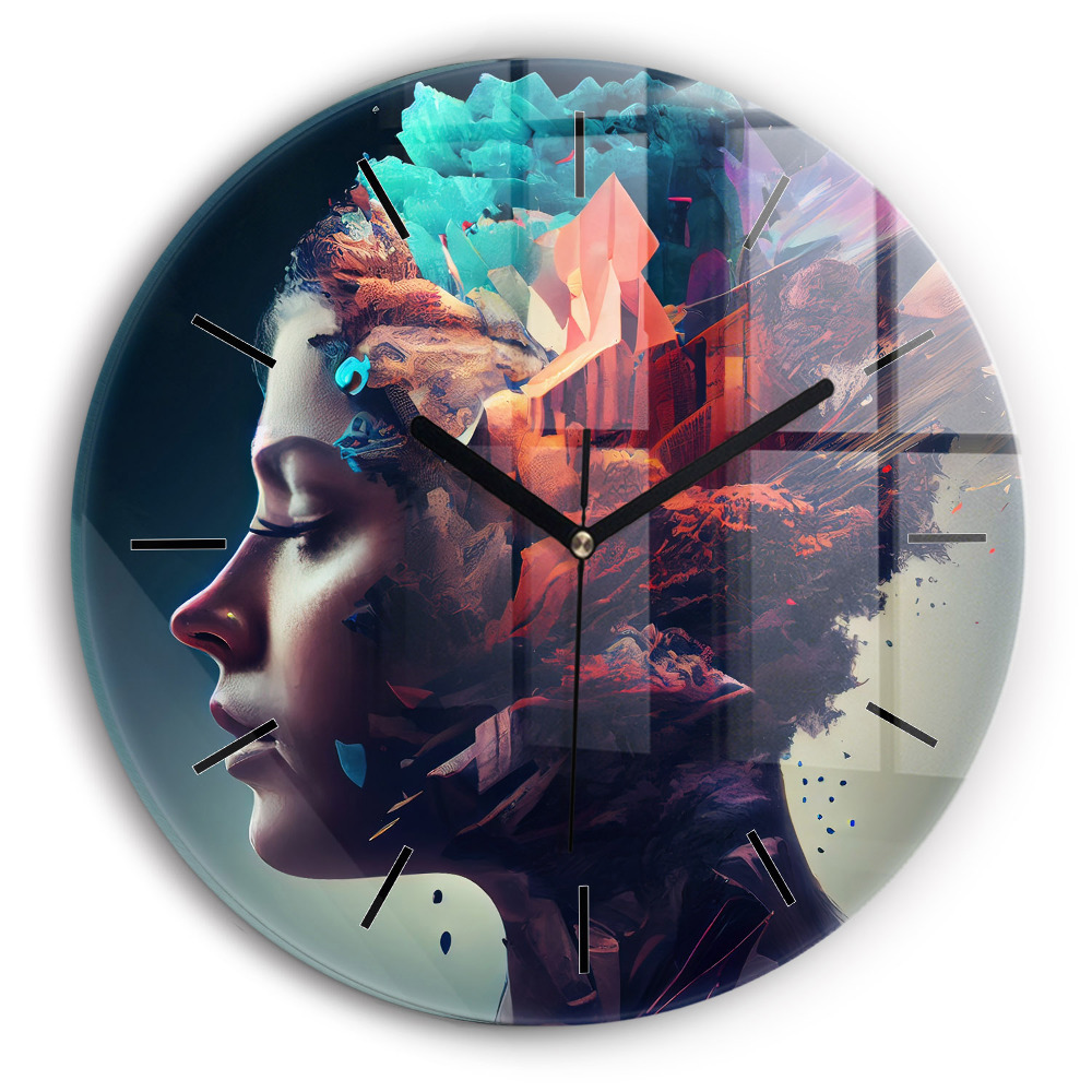 Egyedi üvegóra kerek 30 cm Absztrakt nő