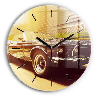 Kerek üvegóra 30 cm Klasszikus régi autó