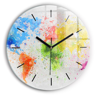 Kerek üvegóra 30 cm Világtérkép papíron