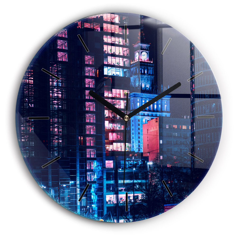 Kerek fali üvegóra 30 cm Varsó éjszaka