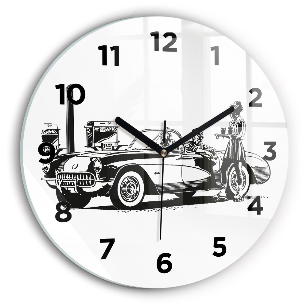 Kerek fali üvegóra 30 cm Retro illusztráció