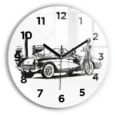 Kerek fali üvegóra 30 cm Retro illusztráció