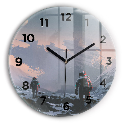 Fali üvegóra kerek 30 cm Űrhajósok absztrakt