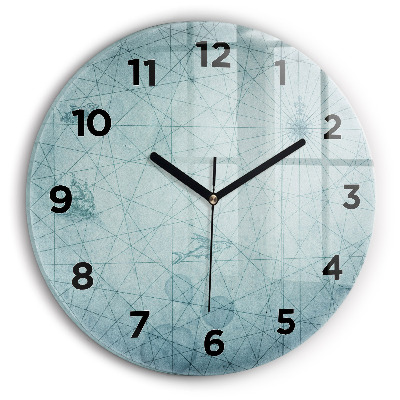 Kerek fali üvegóra 30 cm Vintage térkép