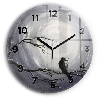 Kerek üvegóra 30 cm Holló a holdfényben