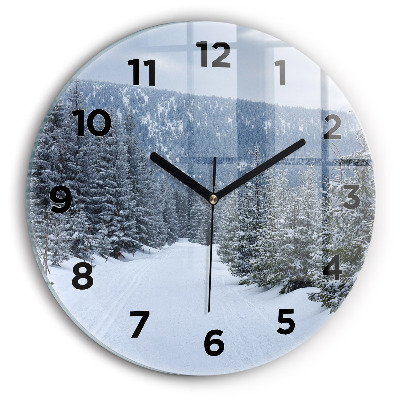 Kerek fali üvegóra 30 cm Cseh óriás hegyek télen