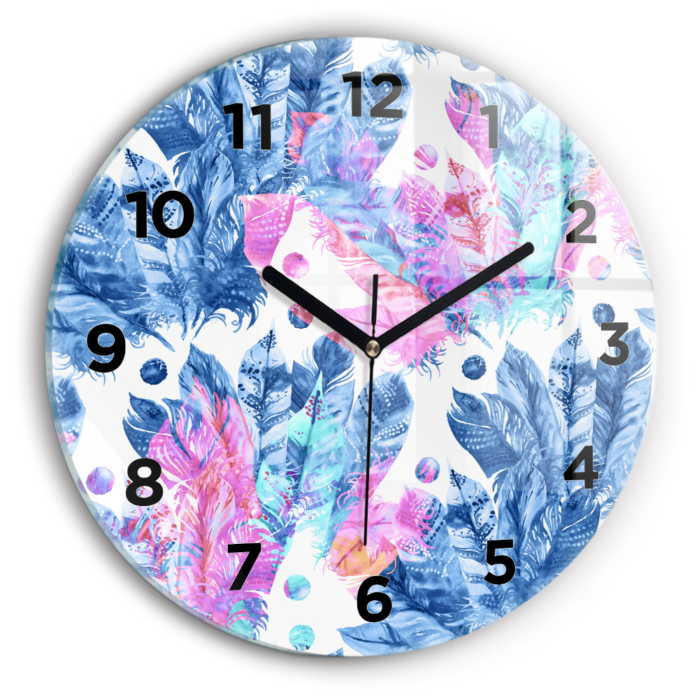 Egyedi üvegóra kerek 30 cm Színes tollak