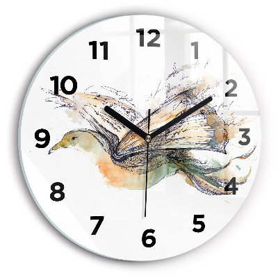 Kerek fali üvegóra 30 cm Madár és könyv