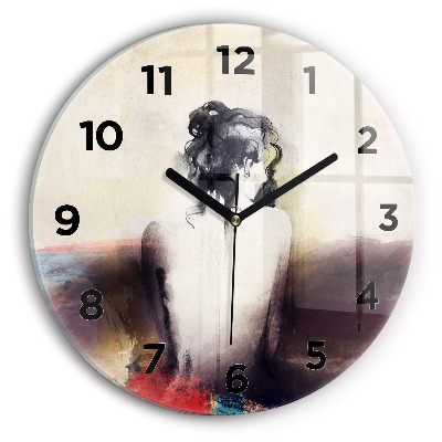 Kerek fali üvegóra 30 cm Női absztrakt portré