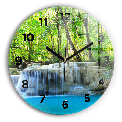 Egyedi üvegóra kerek 30 cm Vízesés az erdőben