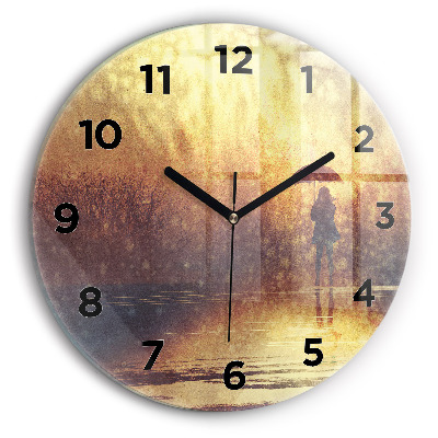 Kerek fali üvegóra 30 cm nő esernyővel