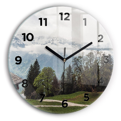 Kerek fali üvegóra 30 cm Hegyi kilátás