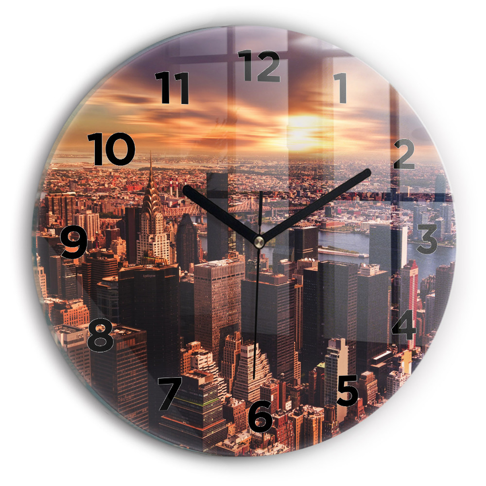 Kerek fali üvegóra 30 cm A város nyugati panorámája