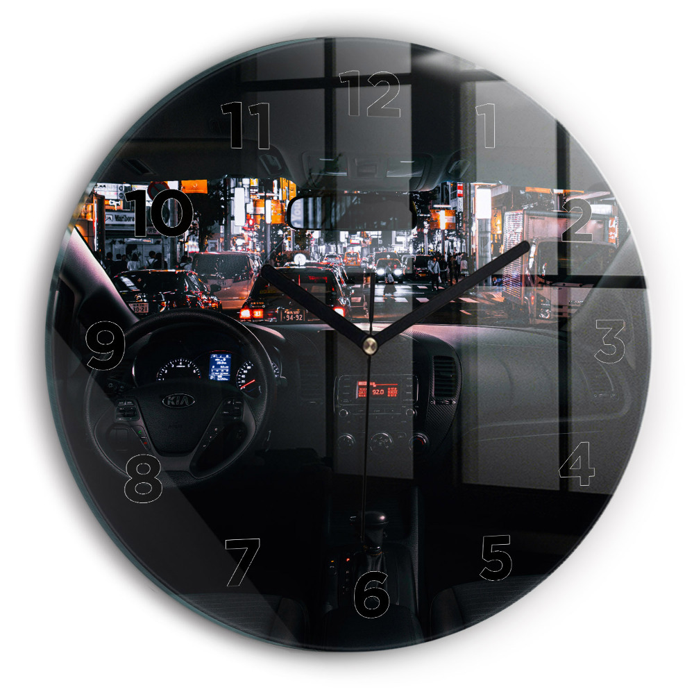 Kerek fali üvegóra 30 cm Autó Tokióban