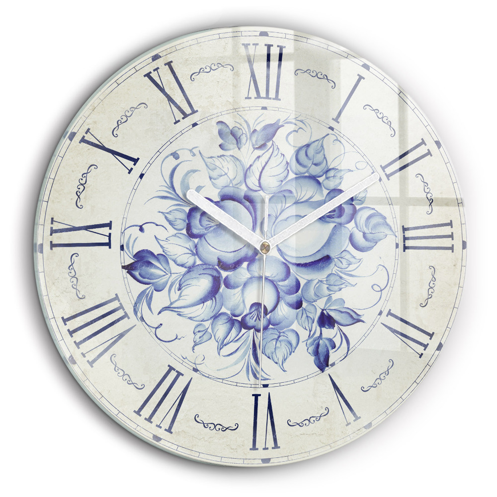 Egyedi üvegóra kerek 60x60 Kék virágok