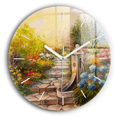 Fali üvegóra kerek 60 cm Olaj kompozíció egy erdőben