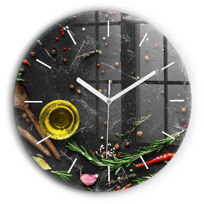 Kerek fali üvegóra 60 cm Fűszerek a pulton