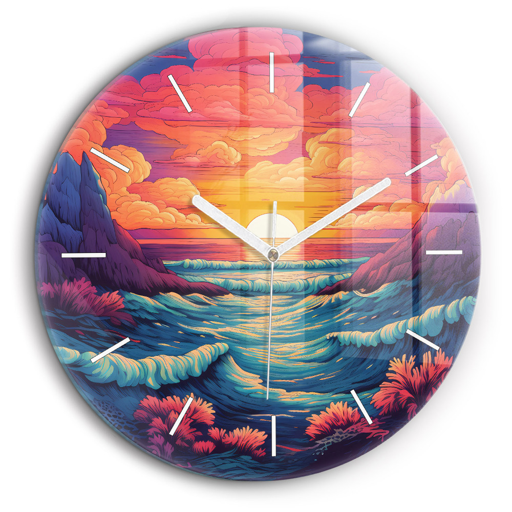 Kerek üvegóra 60 cm Mesebeli óceán és égbolt