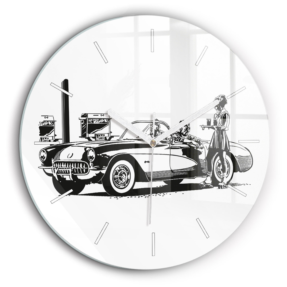 Kerek fali üvegóra 60 cm Retro illusztráció