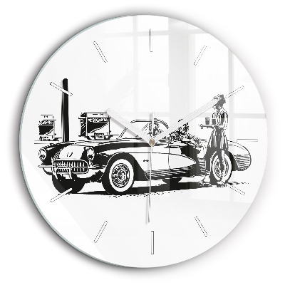 Kerek fali üvegóra 60 cm Retro illusztráció