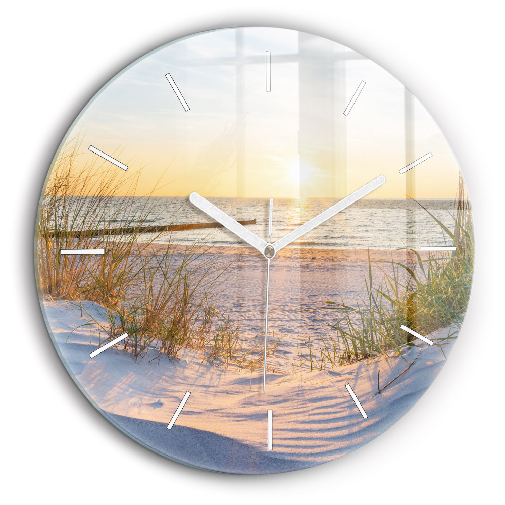 Kerek üvegóra 60 cm Naplemente a tenger felett