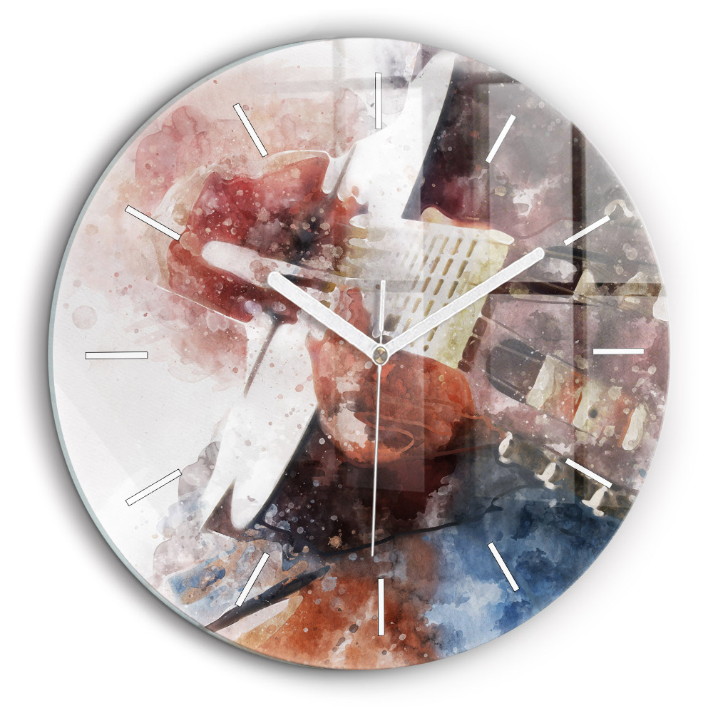 Egyedi üvegóra kerek 60 cm Gitár vizualizáció