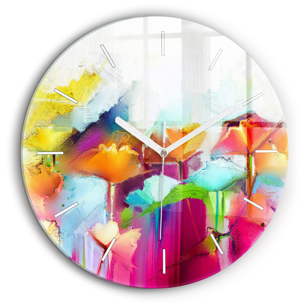 Kerek üvegóra 60 cm Absztrakt virágok