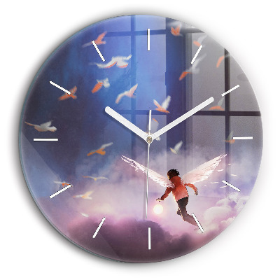 Kerek üvegóra 60 cm Fiú szárnyakkal