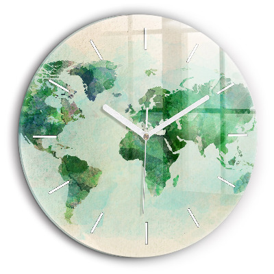 Fali üvegóra kerek 60 cm Akvarell világtérkép