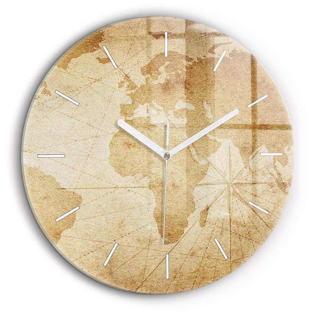 Fali üvegóra kerek 60 cm Vintage világtérkép