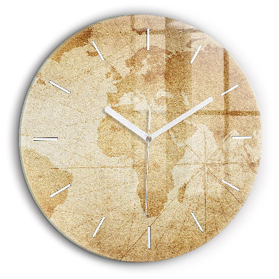 Fali üvegóra kerek 60 cm Vintage világtérkép