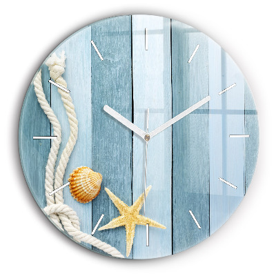 Kerek falióra 60 cm Deszka csíkok és kagyló