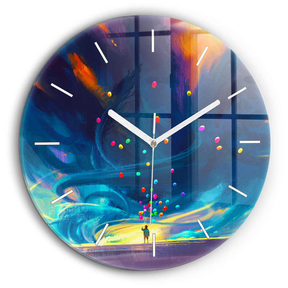 Kerek fali üvegóra 60 cm Gyermek és léggömbök