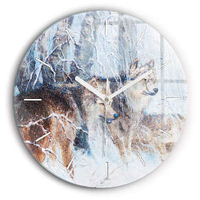 Kerek falióra 60 cm Farkasok az erdőben