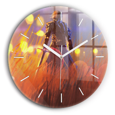 Kerek üvegóra 60 cm Lovag karddal