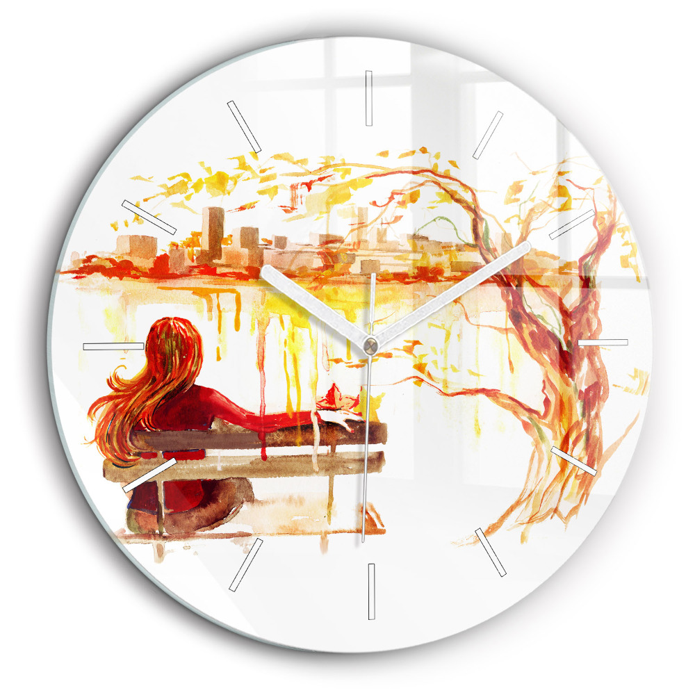 Egyedi üvegóra kerek 60 cm Őszi táj