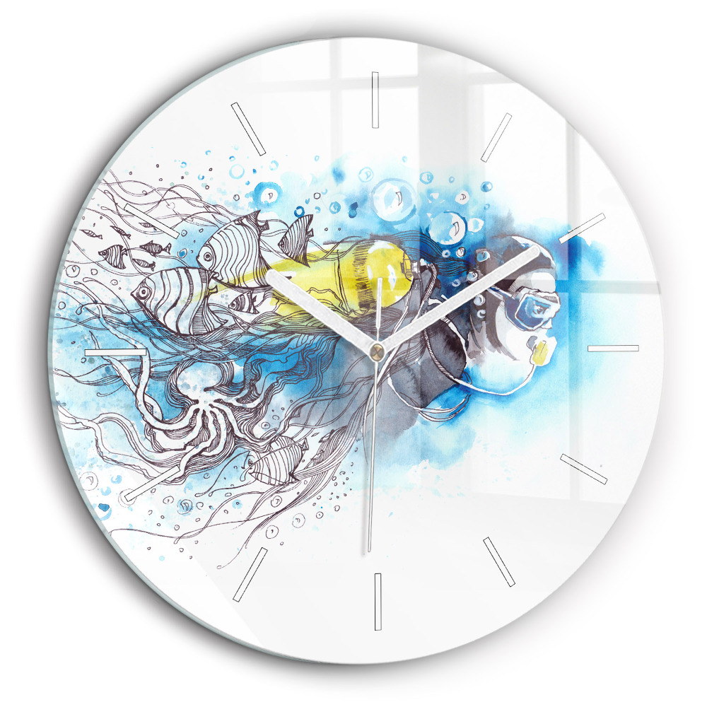 Fali üvegóra kerek 60 cm Halak víz alatti élete