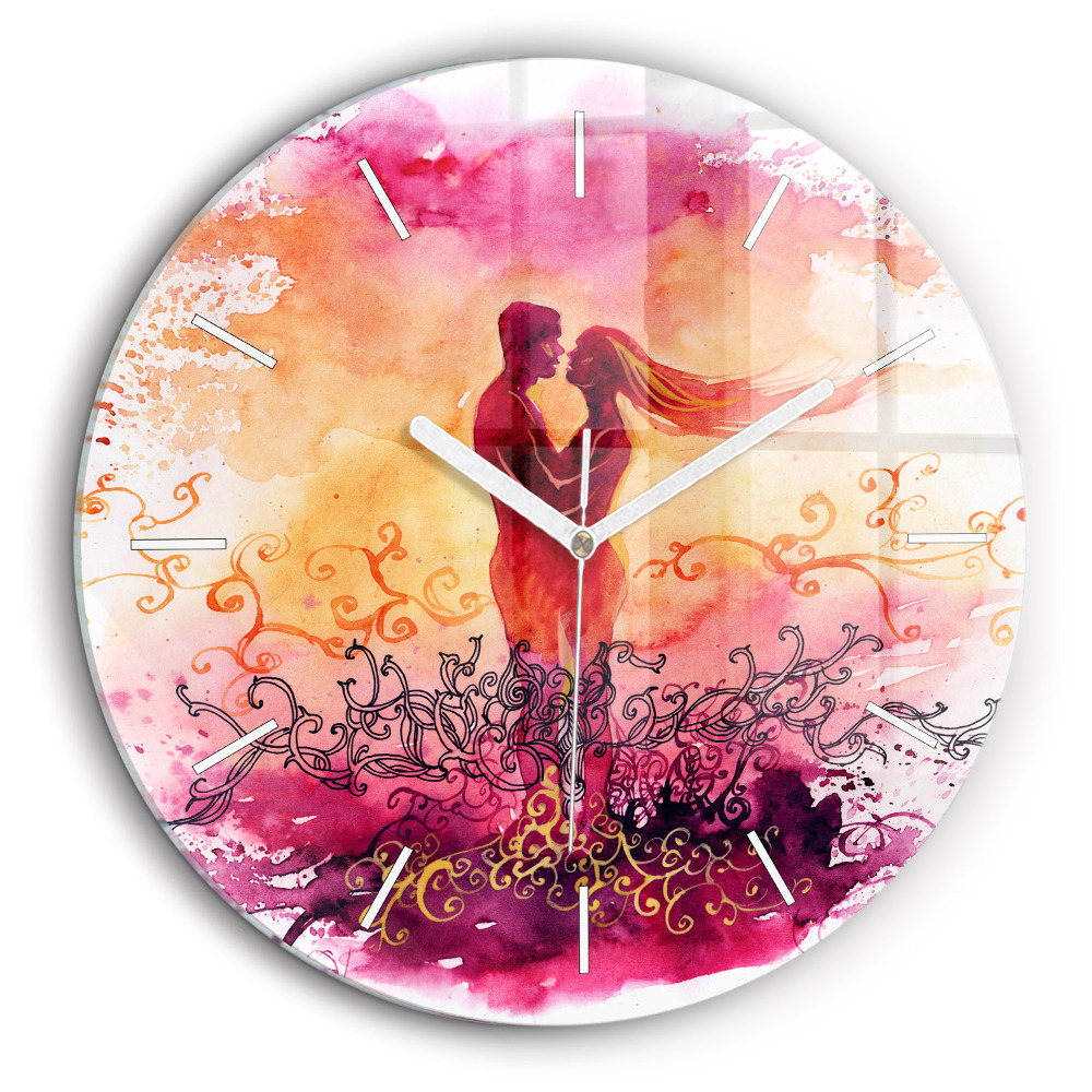 Kerek üvegóra 60 cm Akvarell egy szerelmes párról