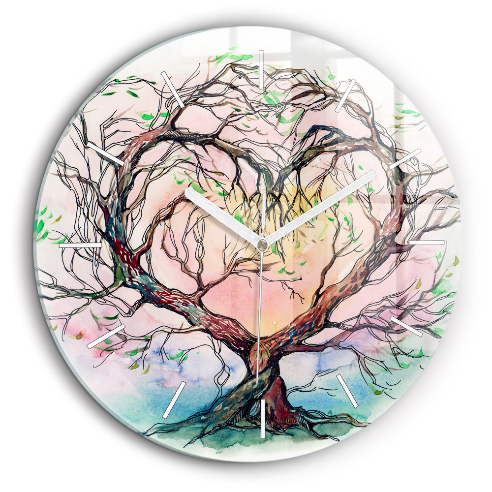 Kerek fali üvegóra 60 cm Fa szív a természetben